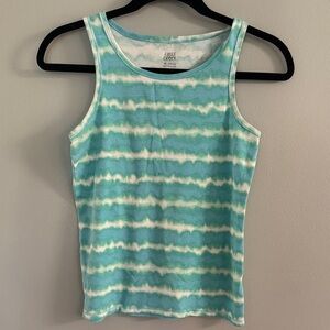 Falls Creek Girls Aqua and White Striped Tank Top